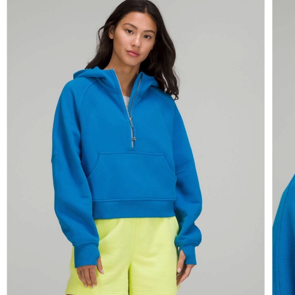 lululemon athletica Tops - Lululemon Scuba Oversized Half-Zip Hoodie Poolside Blue Size XS Small